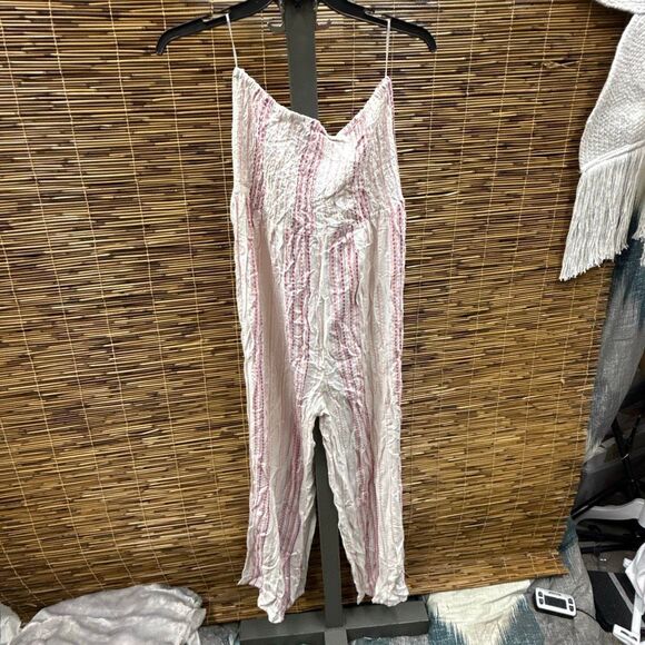 Raviya PINK STRIPE Smocked-Top Jumpsuit Cover-up US Medium - Picture 2 of 3